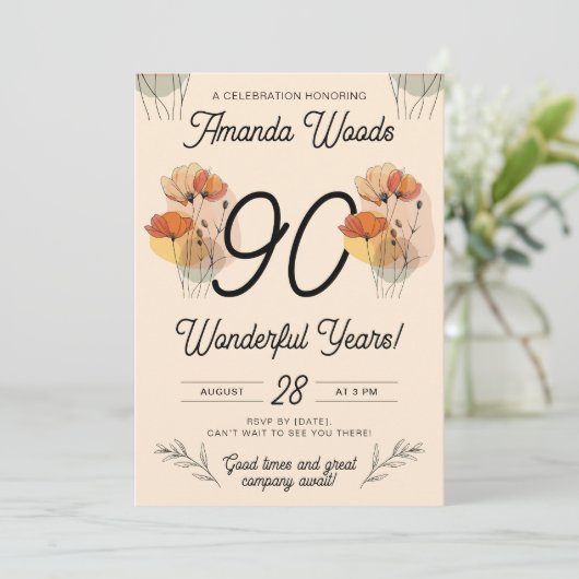 タイムレスブロッサム90誕生祝い 招待状 (スタンド正面)