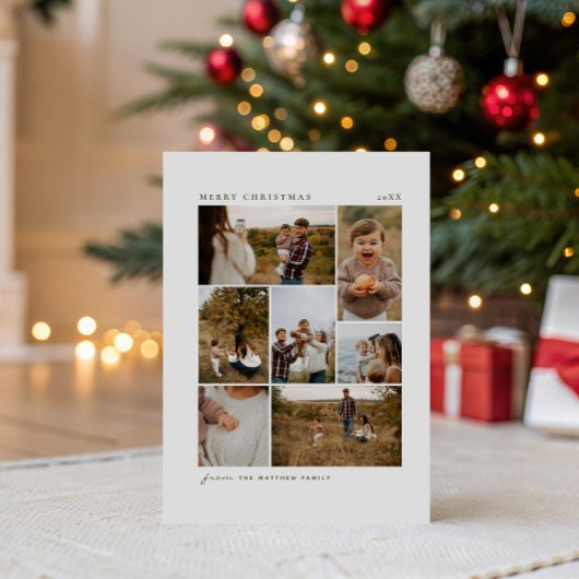 タイムレスプレイドクリスマスファミリー7フォトコラージュ シーズンカード