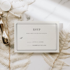 タイムレスベージュ色RSVPカード 出欠カード