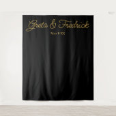 タイムレスミニマルなブラック金ゴールド写真の背景 タペストリー (正面)