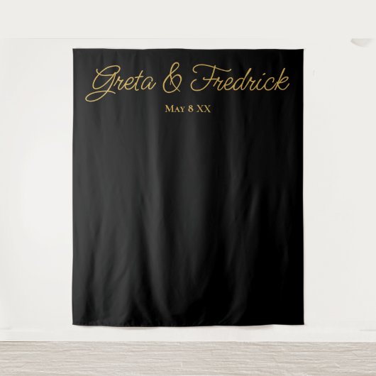 タイムレスミニマルなブラック金ゴールド写真の背景 タペストリー (正面)