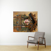 "タイムレスミューズ" – カッコウ時計のポートレート タペストリー (インサイチュ(横))