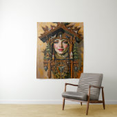 "タイムレスミューズ" – カッコウ時計のポートレート タペストリー (インサイチュ)