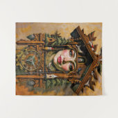 "タイムレスミューズ" – カッコウ時計のポートレート タペストリー (正面(横))