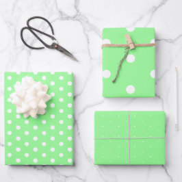 タイムレスミントホワイト水玉模様ギフトラッピング紙 ラッピングペーパーシート