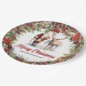 タイムレスモダンウォーターカラーのサンタクロースのトナカイ ペーパープレート (アングル)