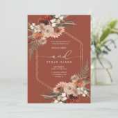 タイムレスモダンツイストテラコッタフレ結婚ーム 招待状 (スタンド正面)