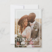 タイムレスモダンブラック/ホワイトフォト結婚ズ サンキューカード (正面)