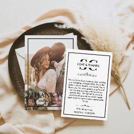 タイムレスモダンブラック/ホワイトフォト結婚ズ サンキューカード