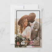 タイムレスモダンブラック/ホワイトフォト結婚ズ サンキューカード (正面)