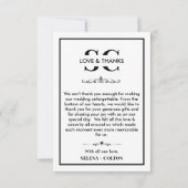 タイムレスモダンブラック/ホワイトフォト結婚ズ サンキューカード (裏面)