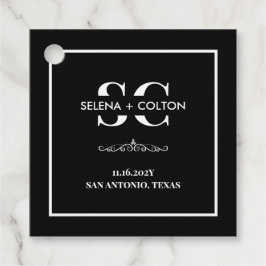 タイムレスモダンブラック&ホワイト結婚式の引き出物ラベル フェイバータグ