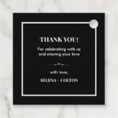 タイムレスモダンブラック&ホワイト結婚式の引き出物ラベル フェイバータグ (裏面)