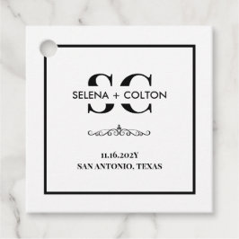 タイムレスモダンブラック&ホワイト結婚式の引き出物ラベル フェイバータグ