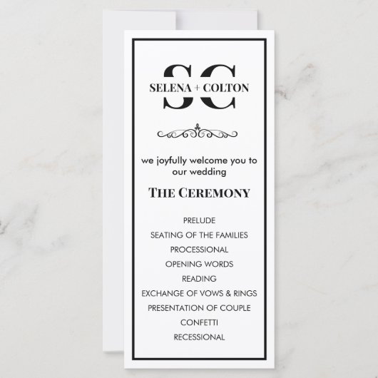 タイムレスモダンブラック&ホワイト結婚式 プログラム (正面)