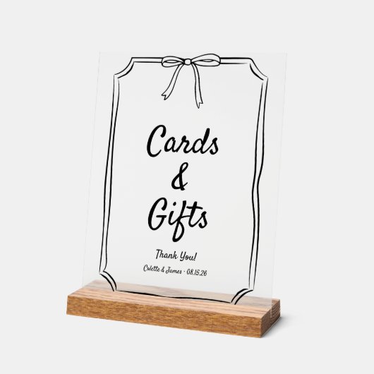 タイムレスモダンボウコケットカード&ギフト結婚ズ アクリルサイン (傾斜)