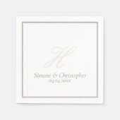 タイムレスモノグラムのウェディングレセプション スタンダードカクテルナプキン (正面)