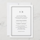 タイムレスモノグラム結婚式招待状 |ベージュ色 招待状 (正面)