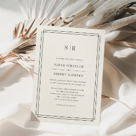 タイムレスモノグラム結婚式招待状 |ベージュ色 招待状