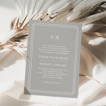 タイムレスモノグラム結婚式招待状 | Greige