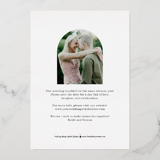 タイムレスモ実在ードフォイル日付カードの保存 箔招待状 (裏面)