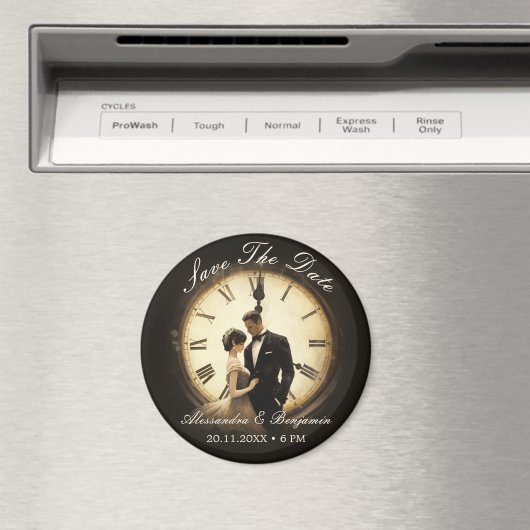 タイムレスラブヴィンテージウェディングテーマ日付を保存 マグネット (インサイチュ (食洗機))