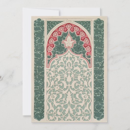 タイムレスレース結婚エフェクトアールヌーボースタイル 招待状 (裏面)