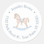 タイムレスロッキング馬ベビースシャワー差出人住所 ラウンドシール (正面)