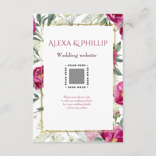 タイムレスロマンスピンクウォーター結婚カラー エンクロージャーカード (正面)