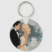 タイムレスロマンス：水彩新郎新婦アート キーホルダー (正面)