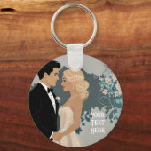 タイムレスロマンス：水彩新郎新婦アート キーホルダー (正面)