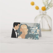 タイムレスロマンス:水彩新郎新婦アート プレイスカード (正面)