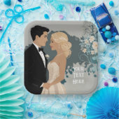 タイムレスロマンス：水彩新郎新婦アート ペーパープレート (パーティー)