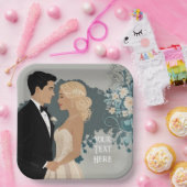 タイムレスロマンス：水彩新郎新婦アート ペーパープレート (パーティー)