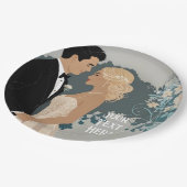 タイムレスロマンス:水彩新郎新婦アート ペーパープレート (アングル)