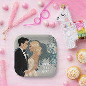 タイムレスロマンス：水彩新郎新婦アート ペーパープレート (パーティー)