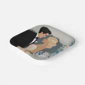 タイムレスロマンス：水彩新郎新婦アート ペーパープレート (傾斜あり)