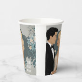 タイムレスロマンス：水彩新郎新婦アート 紙コップ (左)