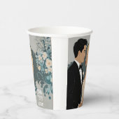 タイムレスロマンス：水彩新郎新婦アート 紙コップ (右)