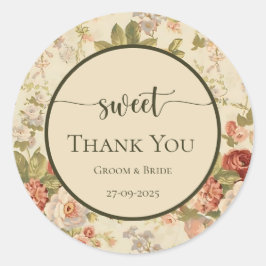 タイムレスロマンス：赤いヴィンテージ花 ラウンドシール