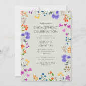 タイムレスワイルドフラワーセージ緑婚約パーティ 招待状 (正面)