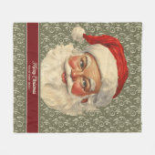 タイムレスヴィンテージサンタクロースフリースクリスマスギフト フリースブランケット (正面(横))