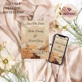 タイムレスヴィンテージボホーブラウン結婚式招待状 招待状