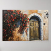 タイムレス入素朴口：赤い花模様付きドア ポスター (正面)