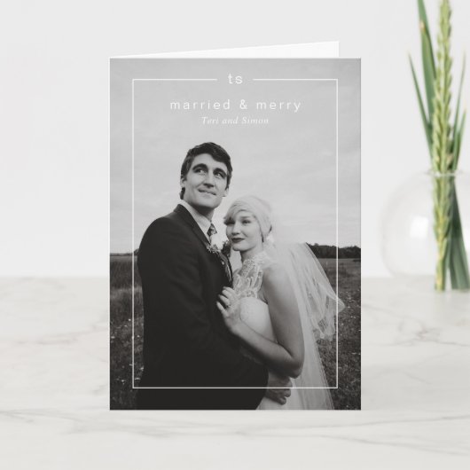 タイムレス写真モダン新婚クリスマス シーズンカード (正面)