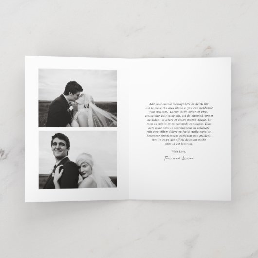 タイムレス写真モダン新婚クリスマス 箔シーズンカード (内側レイダウン)