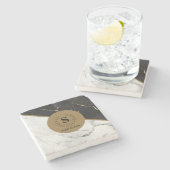 タイムレス大理石モノグラムのコースター ストーンコースター (横)