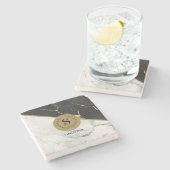 タイムレス大理石モノグラムのコースター ストーンコースター (横)