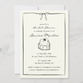 タイムレス手描きブライダルシャワーヴィンテージケーキ 招待状 (正面)
