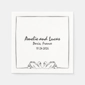 タイムレス手書きスワンイラストレーション結婚ズ スタンダードカクテルナプキン (正面)